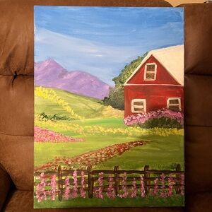 Red Barn Landscape Canvas Art